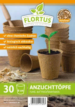 8 Cm Anzuchttopf Rund Auf Holzfaser Basis | Anzuchttöpfe Von FLORTUS -Angebote Samen Zauber Store 552303 8 cm Anzuchttopf rund auf Holzfaser Basis 30 Stueck 2000 0595 1
